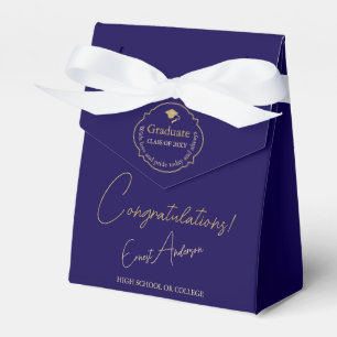 Blue and Gold Congratulations Graduate Graduation Favor Boxes