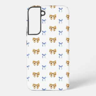 Blue and Gold Coquette Bow Samsung Galaxy S22+ Case