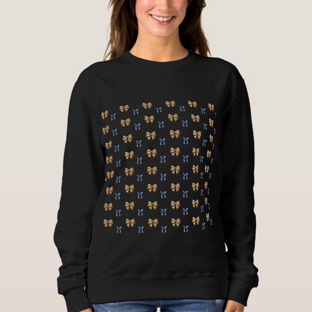Blue and Gold Coquette Bow Sweatshirt (Front)