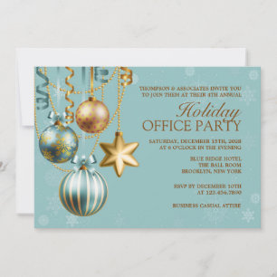 Blue and Gold Corporate Holiday Party Invitation