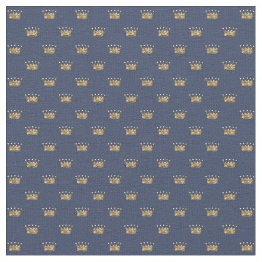 Blue and Gold Crown Fabric