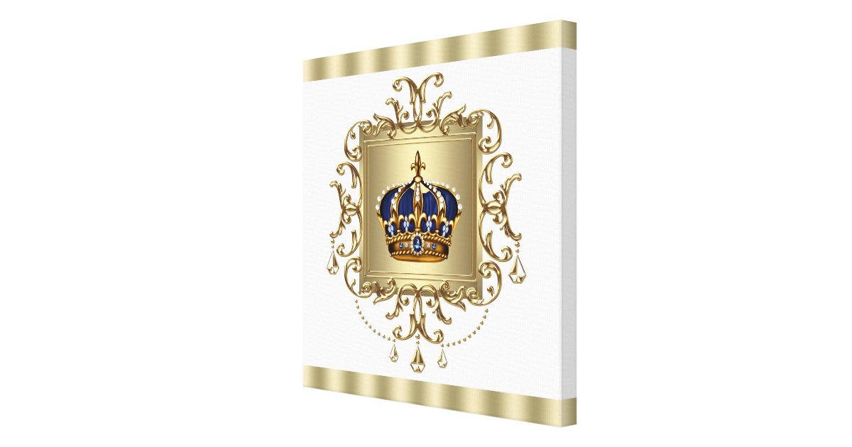 Blue and Gold Crown Prince Canvas Wall Art Print | Zazzle