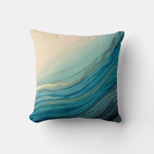 Blue and gold cushion Oceans