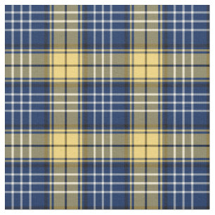 Blue and Gold Custom Coyle Family Tartan Fabric