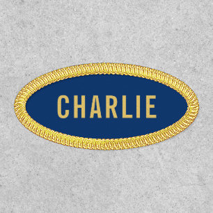 Blue and gold custom name patches