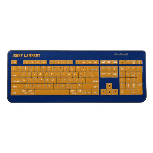 Blue and Gold Custom Wireless Keyboard (Front)