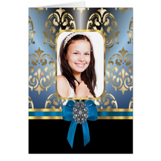 Blue and gold damask cards (Front)
