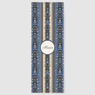 Blue and Gold Damask Stripes Bookmarks