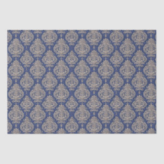 Blue and Gold Damask Tissue Paper