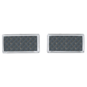 Blue And Gold Deco Pattern Cufflinks