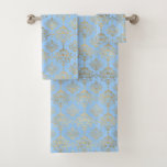 Blue and Gold design  Bath Towel Set