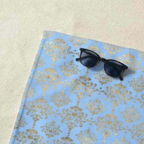 Blue and Gold design  Beach Towel