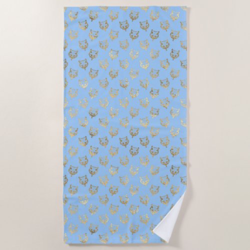 Blue and Gold design Beach Towel