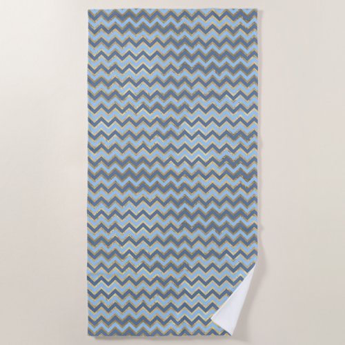 Blue and Gold design Beach Towel