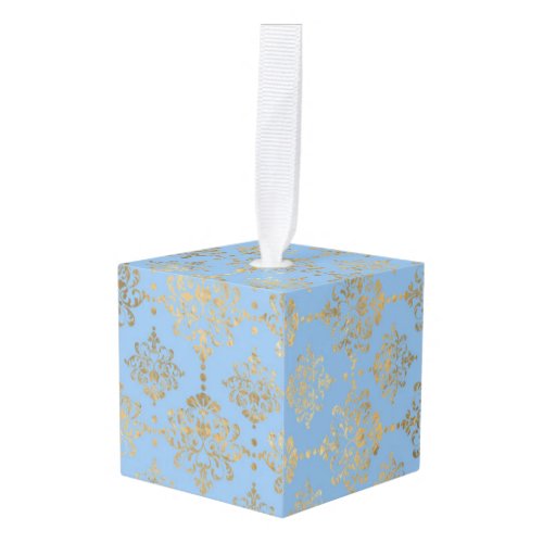 Blue and Gold design  Cube Ornament