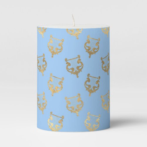 Blue and Gold design Pillar Candle