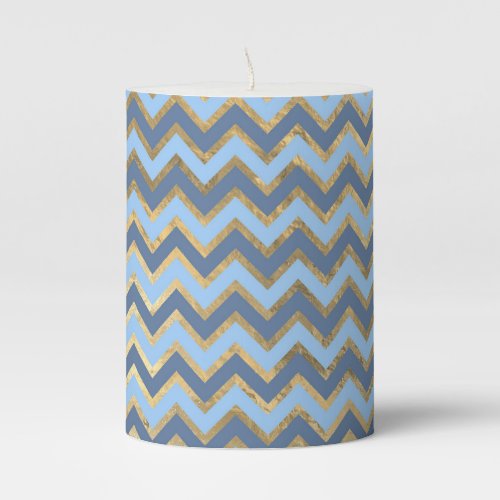 Blue and Gold design Pillar Candle