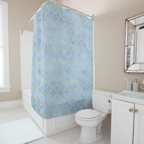 Blue and Gold design  Shower Curtain