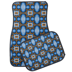 Blue and Gold Design Star Car Mat