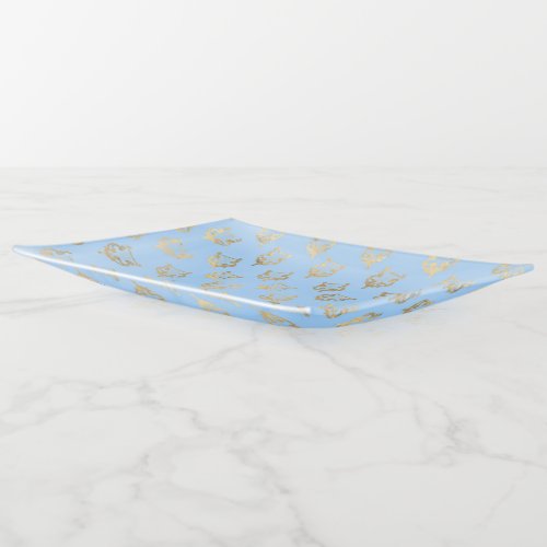 Blue and Gold design Trinket Tray