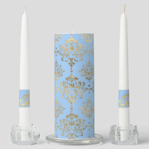 Blue and Gold design  Unity Candle Set