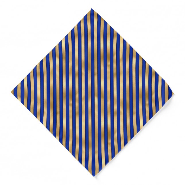 Blue and Gold Diagonal Stripe Pattern  Bandana (Front)