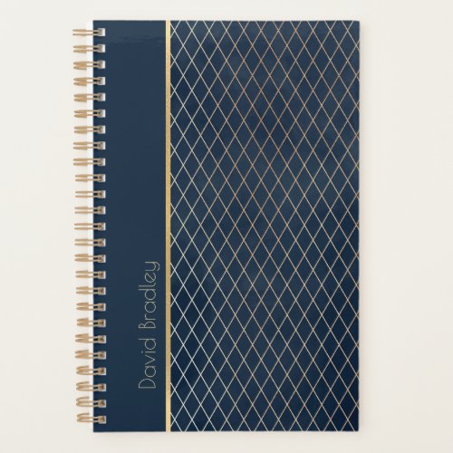 Blue and Gold Diamond Pattern Daily Planner