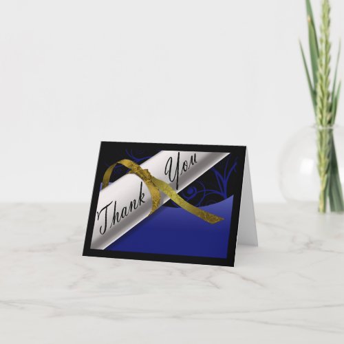 Blue and Gold Diploma Thank You Card