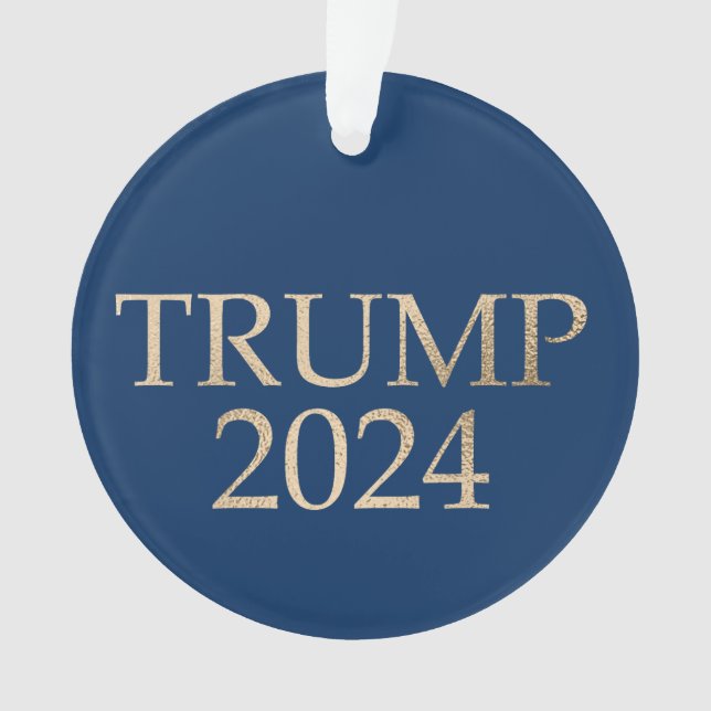 Blue and Gold Donald Trump 2024 Ornament (Front)
