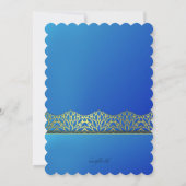 Blue and Gold Edging Photo Invitation (Back)