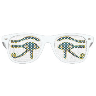 Blue and Gold Egyptian Eyes Retro Sunglasses