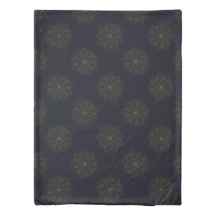 Blue and Gold Elegant Floral Pattern Duvet Cover