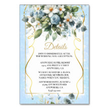 Blue and Gold Elegant Floral Rustic Watercolor Inv