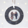 Blue and Gold Fairy Lights | Two Family Photos Ornament