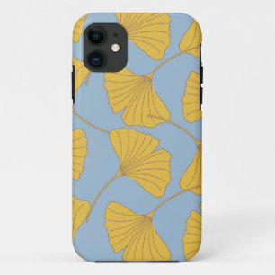 Blue and Gold Fall Ginkgo Ginko Biloba Leaves iPhone 11 Case