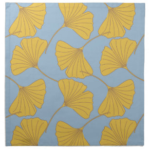 Blue and Gold Fall Ginkgo Ginko Biloba Leaves Cloth Napkin