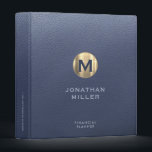 Blue and Gold Financial Planner Binder<br><div class="desc">Keep your financial planning organized and professional with this personalized blue and gold binder featuring a large brushed gold monogram initial,  customizable name in classic block typography with "Financial Planner" below in modern sans serif font. The spine can also be customized to your preference.</div>