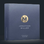 Blue and Gold Financial Planner Binder<br><div class="desc">Keep your financial planning organized and professional with this personalized blue and gold binder featuring a large brushed gold monogram initial,  customizable name in classic block typography with "Financial Planner" below in modern sans serif font. The spine can also be customized to your preference.</div>