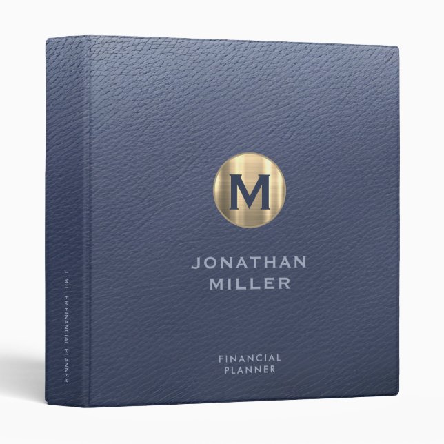 Blue and Gold Financial Planner Binder (Front/Spine)