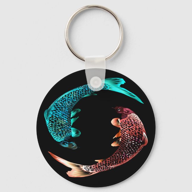 Blue and Gold Fish Keychain (Front)