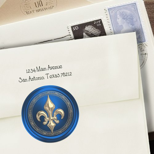 Blue and Gold Fleur de Lis Envelope Seal