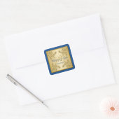 Blue and Gold Floral Damask Monogram Sticker (Envelope)