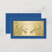 Blue and Gold Floral Damask Placecards (Front/Back)