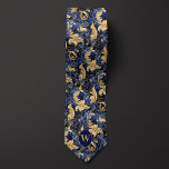 Blue and Gold Floral Monogram Neck Tie<br><div class="desc">Elevate your wedding attire with our Blue and Gold Floral Monogram Neck Tie. The vibrant blue and gold accents create a striking and luxurious appearance. Don't forget to explore our matching socks for a perfect match.</div>