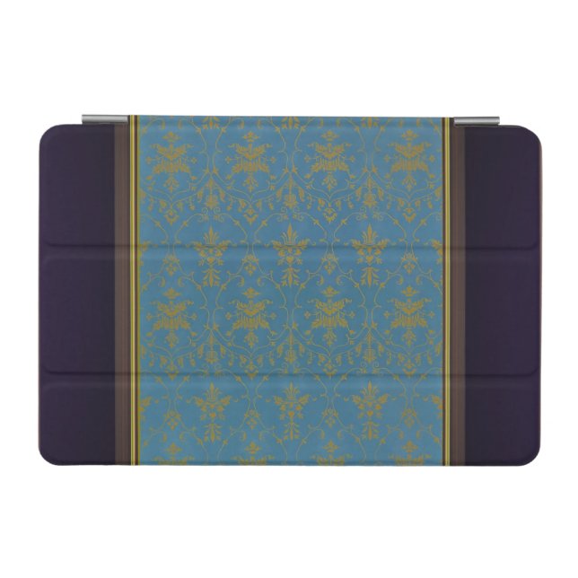 Blue And Gold Floral Pattern iPad Mini Cover (Horizontal)