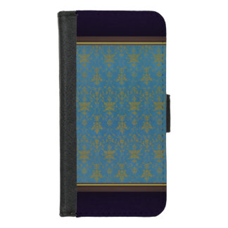 Blue And Gold Floral Pattern iPhone 8/7 Wallet Case