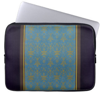 Blue And Gold Floral Pattern Laptop Sleeve