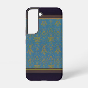 Blue And Gold Floral Pattern Samsung Galaxy S22 Case