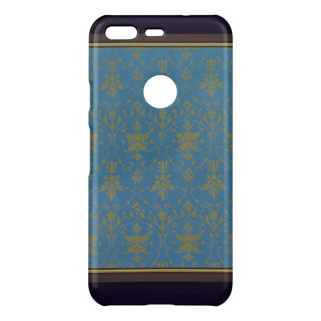 Blue And Gold Floral Pattern Uncommon Google Pixel Case (Back)