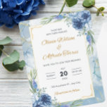 Blue and Gold Floral Wedding Invitation<br><div class="desc">Capture timeless elegance with our Blue and Gold Floral Wedding invitation. Featuring a stunning blend of rich blue hues and delicate gold accents,  it promises to set the tone for a sophisticated celebration of love. Customize effortlessly for a personal touch.</div>